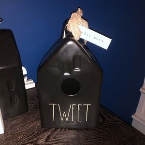 NWT Rae Dunn Icon “Tweet” Black Square Birdhouse